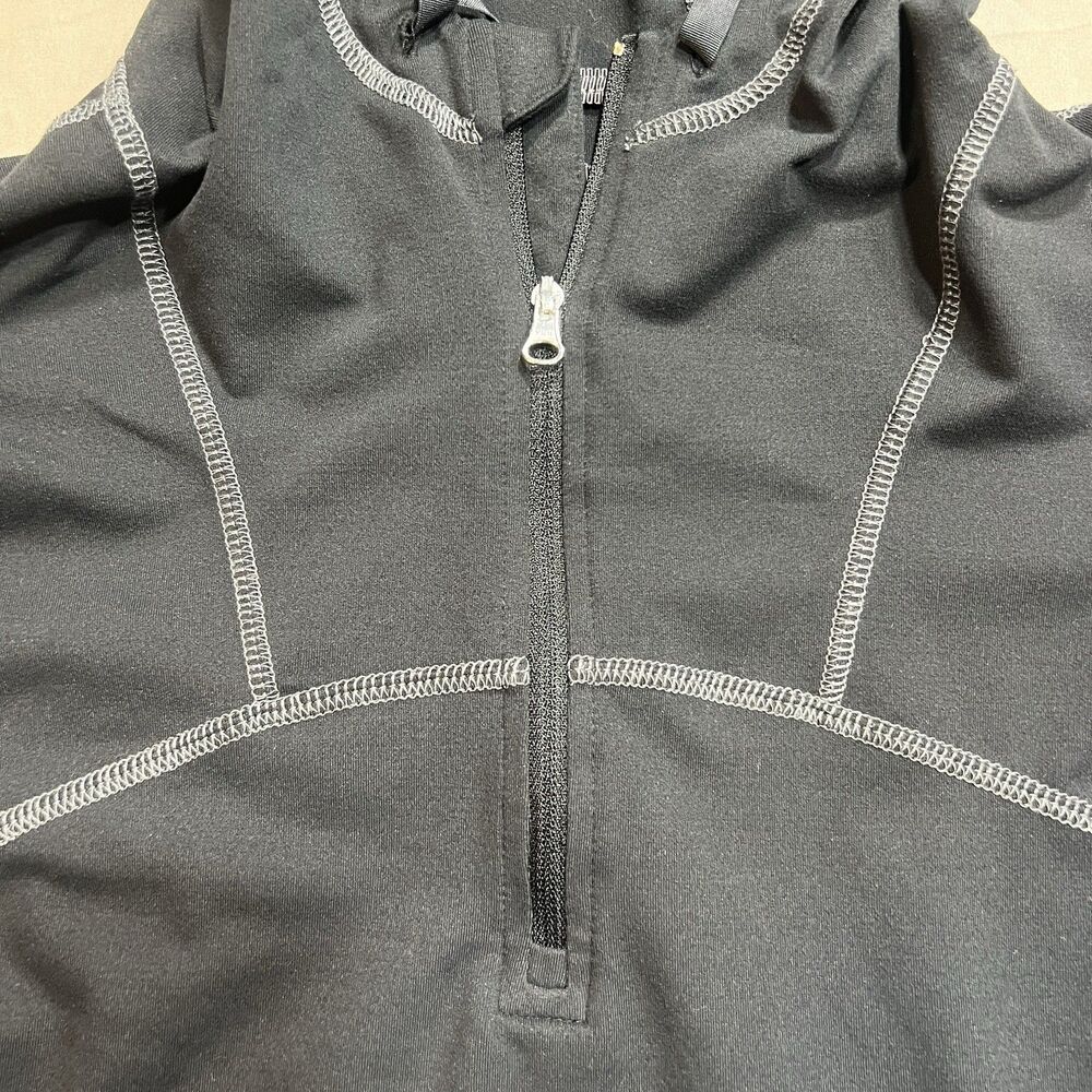 Kirkland Signature Women's Size L Black 1/4 Zip Active Hoodie Thumbholes - Picture 3 of 9